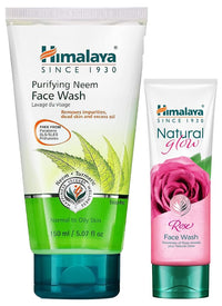 Himalaya Natural Glow Rose Face Wash, 100ML INDIA&Himalaya Herbals Purifying Neem Face Wash, 150ml