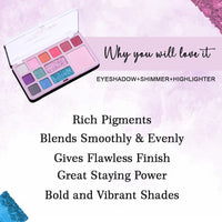 Seven Seas Color Obsession Eyeshadow 13 Colors Glitter With Shimmer Look (Skin)