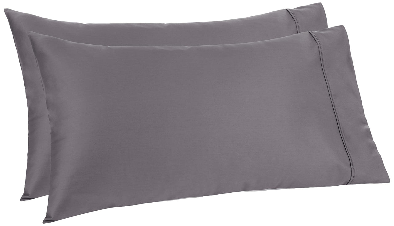 Aware 100% Organic Cotton 300 Thread Count Pillowcase Set, Dark Gray, King, 2 Pack, 40" x 20"
