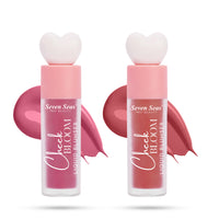 Seven Seas Cheek Bloom Liquid Blusher, 2-in-1 Lip Gloss and Blush, Long Lasting (Chic Pink & Natural Blush) Pack of 2