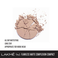 Lakmé 9 To 5 Flawless Matte Complexion Compact, Melon, 8G And 9 To 5 Flawless Matte Complexion Compact for All Skin Type, Apricot, 8G, Brown