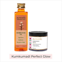 Auravedic Kumkumadi Face Care Duo – Ayurvedic Face Oil & Face Pack for Glowing, Even-Toned Skin (100ml + 100gm).