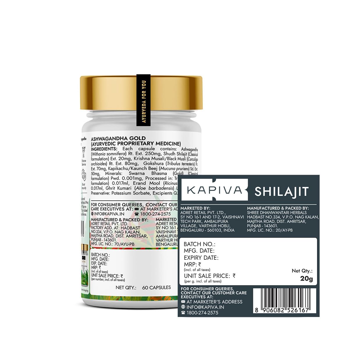Kapiva Himalayan Shilajit + Ashwagandha Gold|Boost Stamina&De-Stress|Natural&Ayurvedic,Tablet
