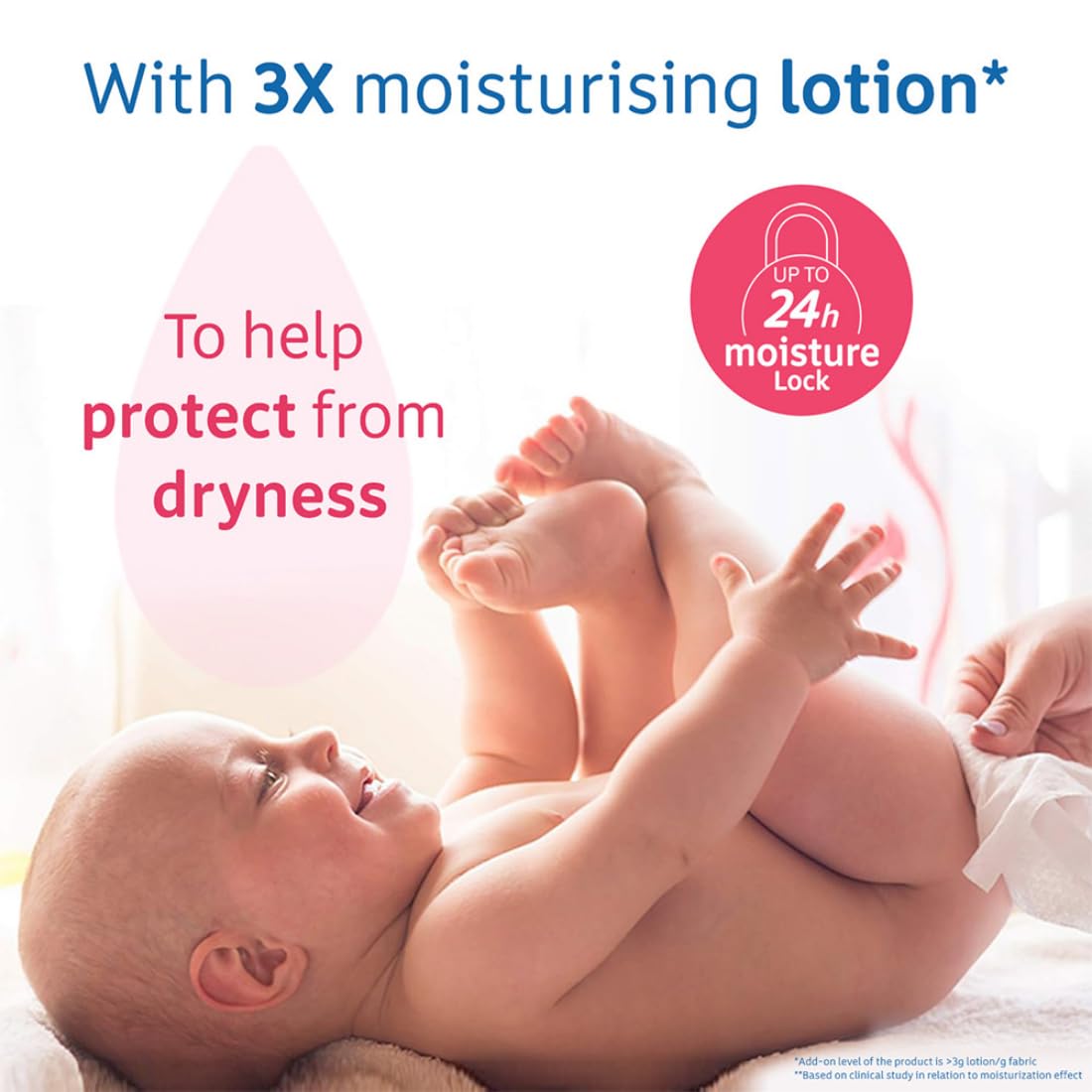 Johnson's Baby Wet Wipes | 216 Wipes | Alcohol & Soap Free | Prevents Rashes & Redness | with 3X Moisturising Lotion | As Mild as Pure Water | Enriched with Glycerin |