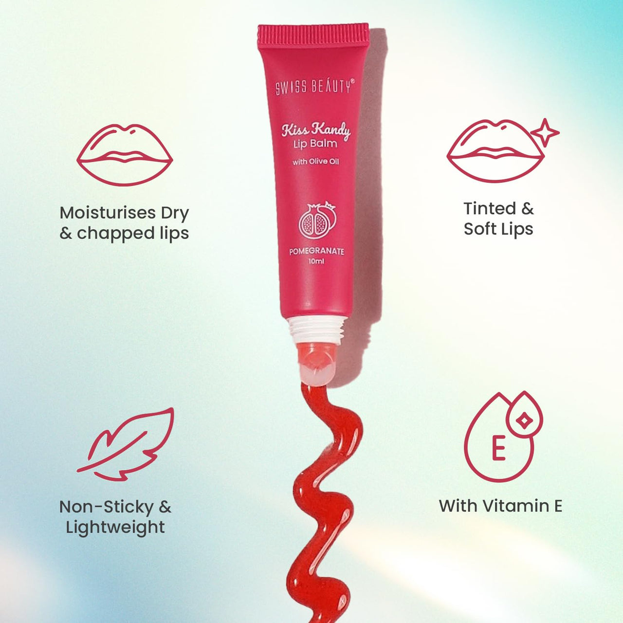 Swiss Beauty Kiss Kandy Lip Balm with Olive Oil | Moisturising | Non-Sticky | Soft & Smooth Lips | Shade - Cherry, 10ml