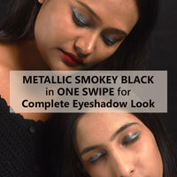 Lavenza Liquid Metallic Eyeshadow |Smokey Eyes in One Swipe| Vegan, Long-Lasting, Crease Proof, Smudge Proof |Smokey Grey Colour Pop | Silicone Free, Talc Free 3.5 Ml