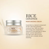 The Face Shop Rice & Ceramide Moisturizing Cream with Rice Extracts for Skin Brightening | Ceramide Moisturizer For Skin Barrier Repair | Paraben & Paraffins Free, Korean skin care products, 50ml