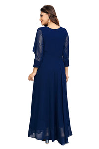 TRENDMALLS Women's  Fox Georgette Blooming Flared Long Stitched Embroidery Butta Work Anarkali Kurti Gown