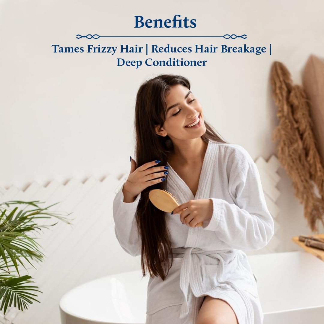 Blue Nectar Green Tea Hair Mask for Dry & Frizzy Hair | Plant Based Biotin Deep Conditioning Hair Mask for Damaged & Curly Hair, All Hair types (13 Herbs, 200 g)