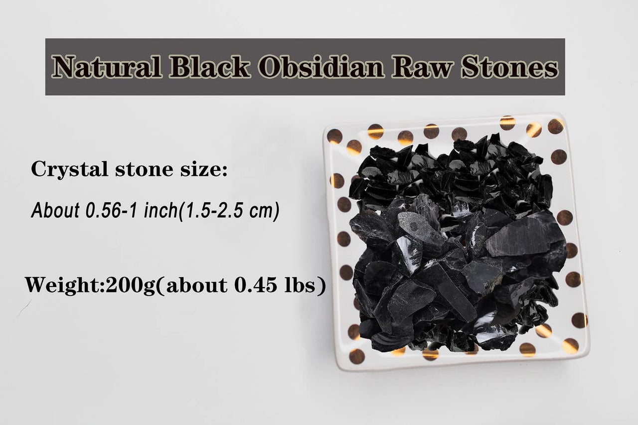 DUQGUHO Black Obsidian Natural Crystal Quartz Bulk Raw Rough Healing Crystal Stones Reiki Crystal Stone Tumbling Cabbing Fountain Rocks Polishing Cutting Gemstone 0.45 lbs 07 Obsidian