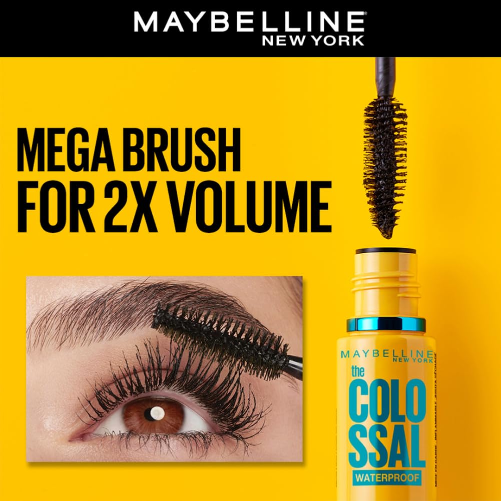 Maybelline New York Eyeliner, Intense Eyeliner, Black & Maybelline New York Mascara, Volumizing & Lengthening, Waterproof, Black, Volume Express Colossal, 10ml
