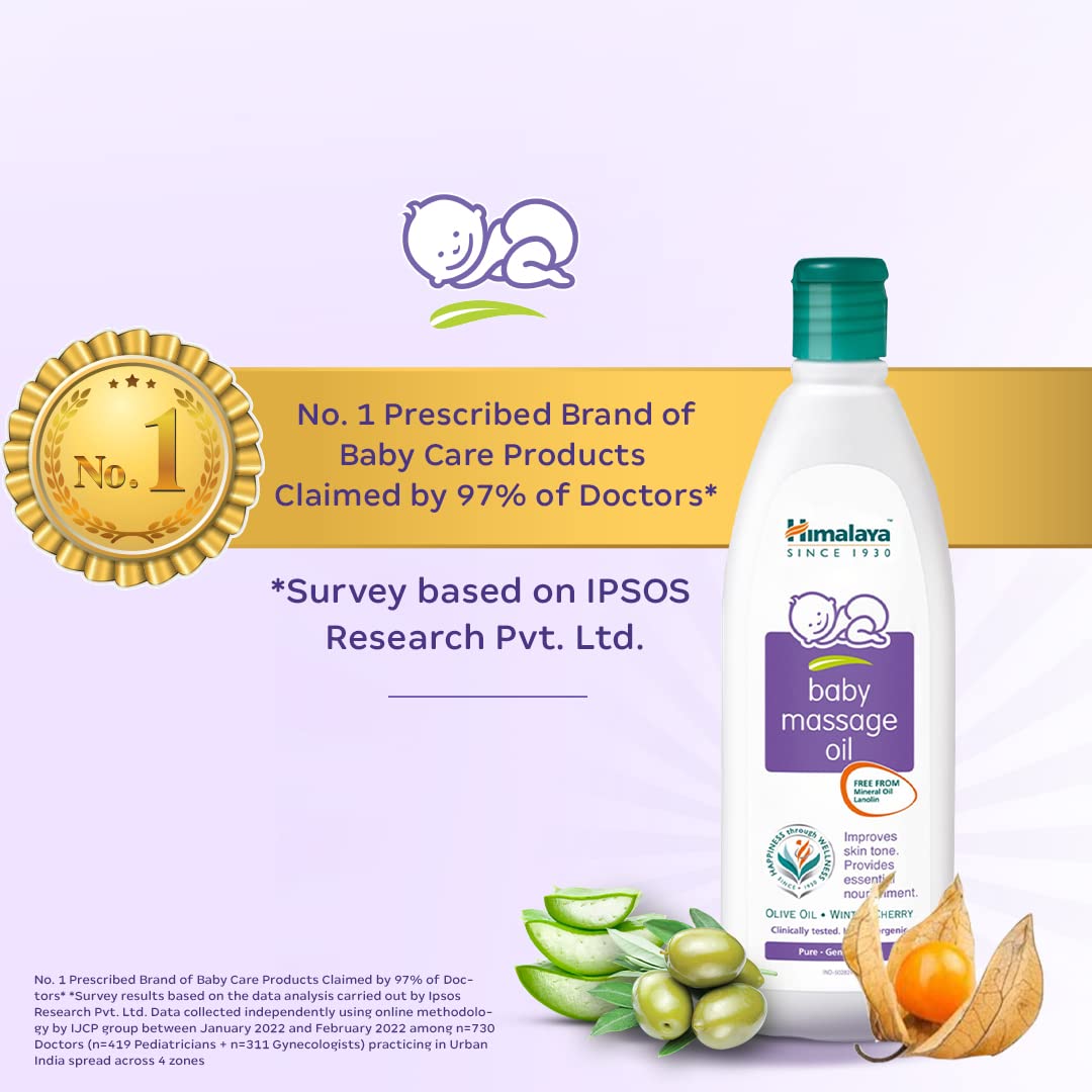 Himalaya Baby Massage Oil – 500ml for strong bones & muscles | with Vitamin E | No. 1 Doctor Prescribed
