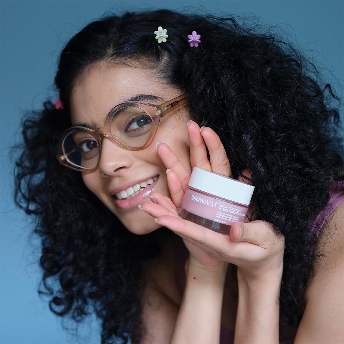 Sammmm GLOW Boosting Hydrating Moisturizer - 1.76 oz - Face Moisturizer with Hyaluronic Acid & Niacinamide for All Skin Types - Lightweight, Oil-Free, Fast Absorbing, Pink Gel Crème