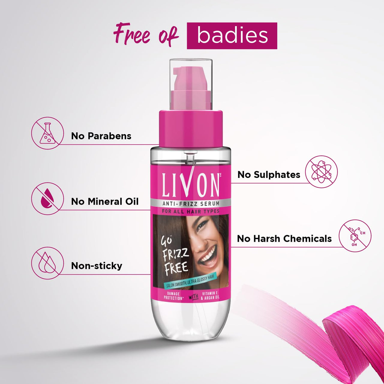 Livon Hair Serum, For Dry & Frizzy Hair | Provides shine, smoothness & damage protection| Leave in serum for women & Men| With Vitamin E & Argan Oil | 200ml