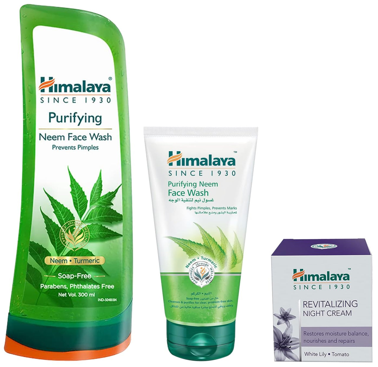 Himalaya Herbals Revitalizing Night Cream, 50g & Himalaya Herbals Purifying Neem Face Wash, 300ml & Himalaya Herbals Purifying Neem Face Wash, 150ml