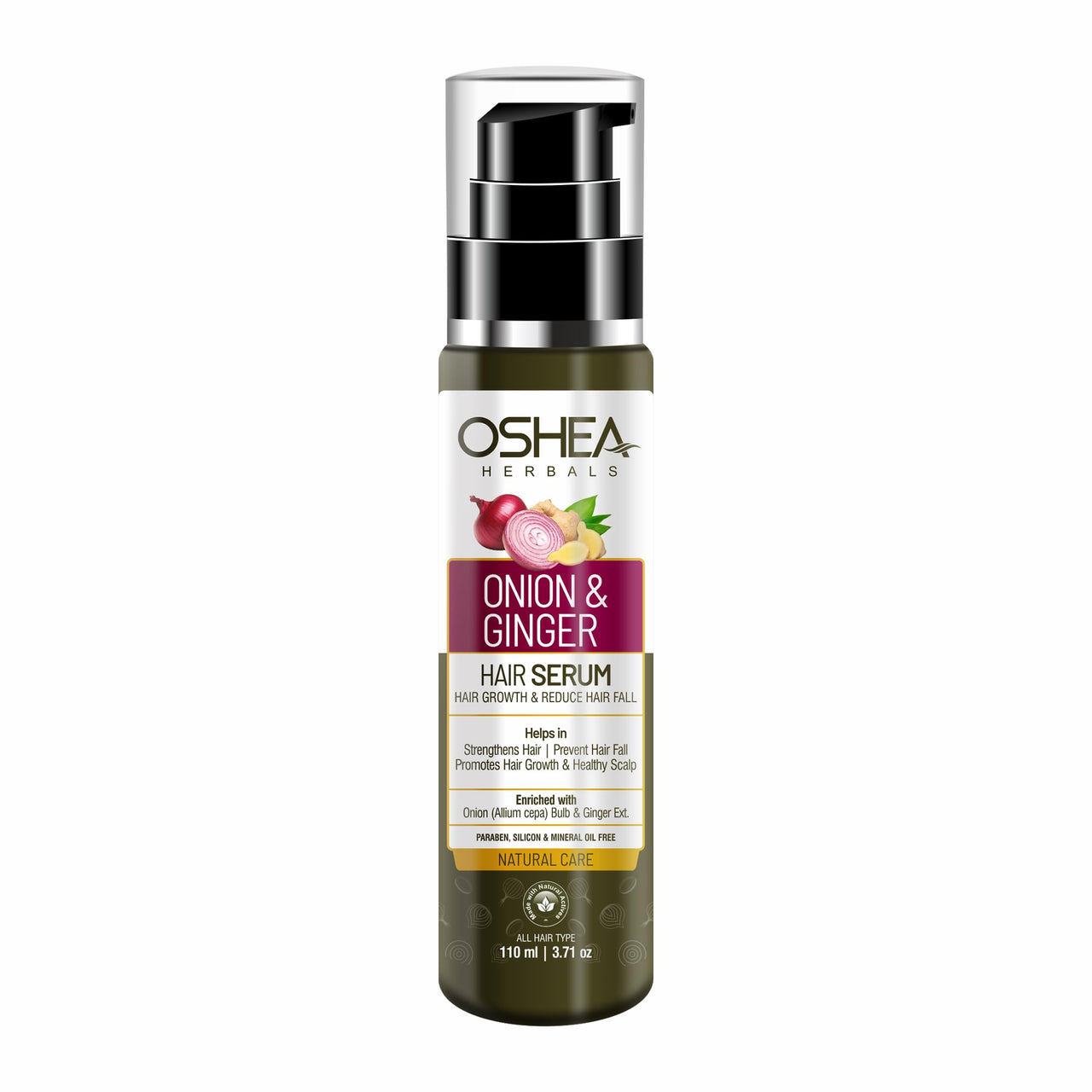 Oshea Herbals Natural Hair Growth Serum | Strengthens Hair, Prevent Hair Fall & Promotes Hair Growth with Healthy Scalp | Enriched with Onion Bulb & Ginger Extract - 110ml