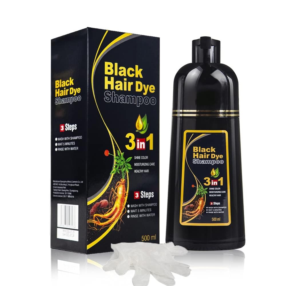 URBANMAC Herbal 3 in 1 Hair Dye Instant Black Hair Shampoo for Women & Men