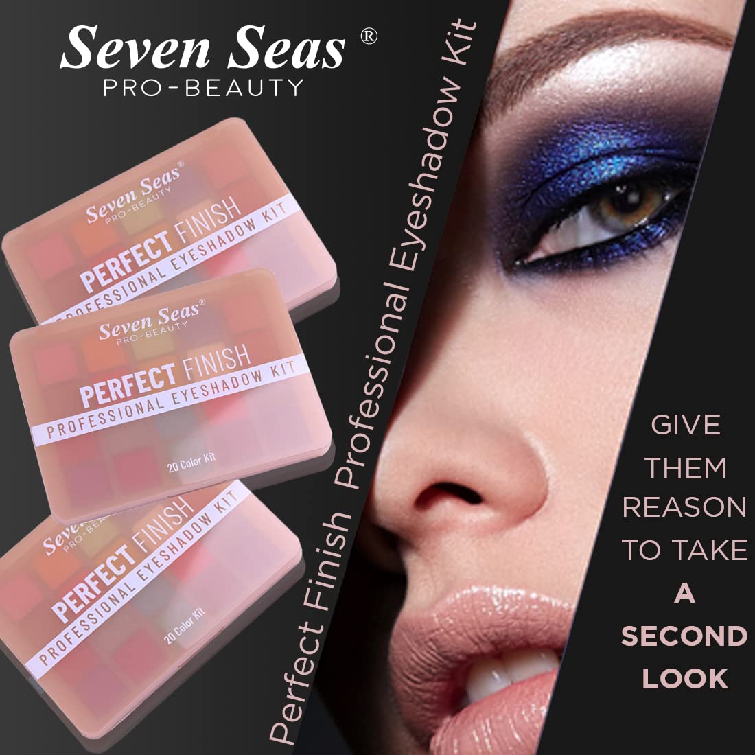 Seven Seas Perfect Finish Professional Eyeshadow Pigmented Colors | Long Wearing And Easily Blendable Eye Makeup Palette | Multicolor - 25Gm | Shimmery & Glitter Finish (Skin)