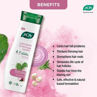Joy Red Onion Shampoo for Hair Fall Control (340ml x 2) | 4 in 1 Conditioning Shampoo that Strengthens Hair, Reduces Hair Fall & Repairs Damaged Hair | Sulphate & Paraben Free Value Combo Pack