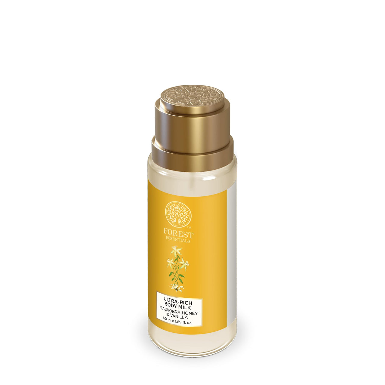 Forest Essentials Travel Size Ultra-Rich Body Milk Mashobra Honey & Vanilla| Natural Moisturizing Body Lotion For Instant Hydration | Ayurvedic Body Moisturizer, Paraben Free| For Women & Men | 50 ml