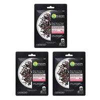 Garnier Skin Naturals, Face Masks, Hydrating, Purifying & Increases Glow, Black Serum Mask, 3 pc, 84g