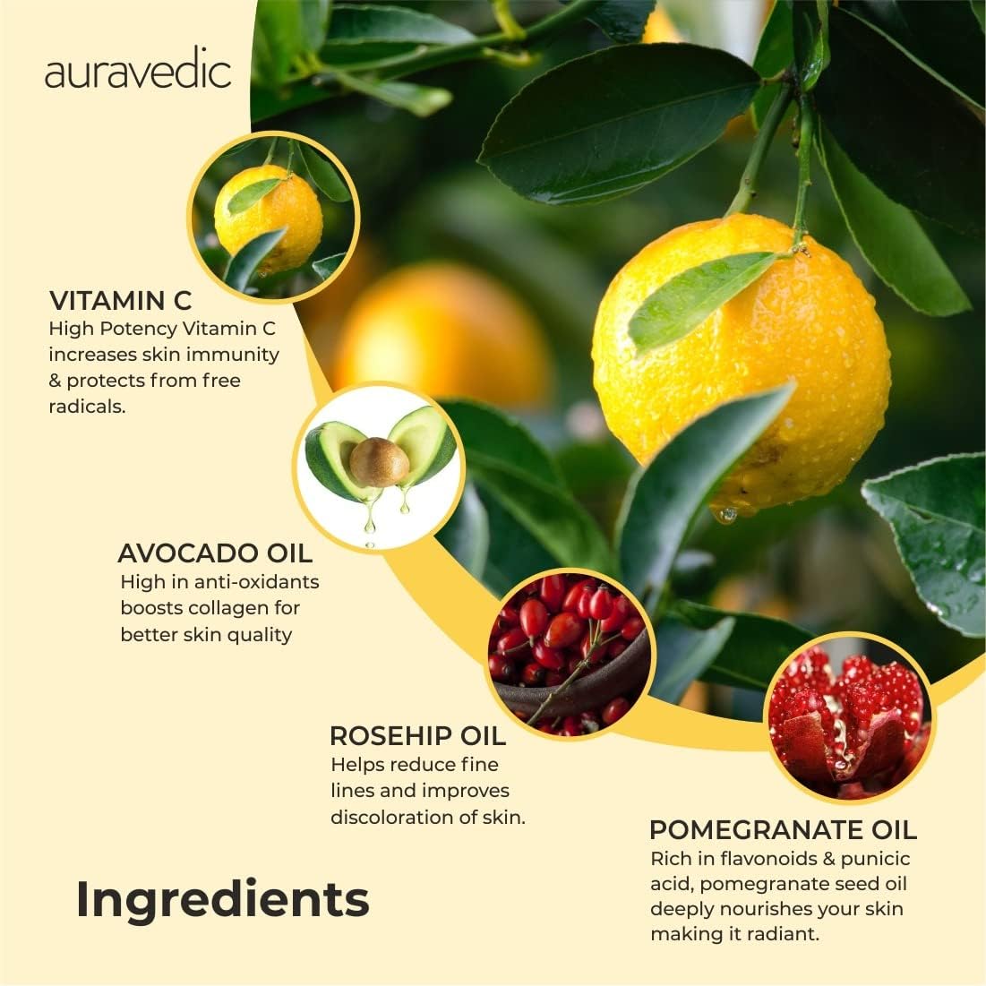 Auravedic Vitamin C Glow & De-Tan Combo, Face Oil (100ml) & De-Tan Cream (100gm) With Rosehip, Turmeric & Licorice,Brightening & Spotless Skin Care,Natural & Paraben-Free.