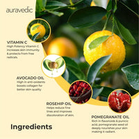 Auravedic Vitamin C Glow & De-Tan Combo, Face Oil (100ml) & De-Tan Cream (100gm) With Rosehip, Turmeric & Licorice,Brightening & Spotless Skin Care,Natural & Paraben-Free.