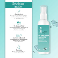 BAKE 5% Glycolic Acid Toner with Hyaluronic Acid | Targets Hyperpigmentation | Pore Tightening Toner for Face & Underarms | For Combination, Oily, Acne Prone Skin | Alcohol Free Toner | 100ml