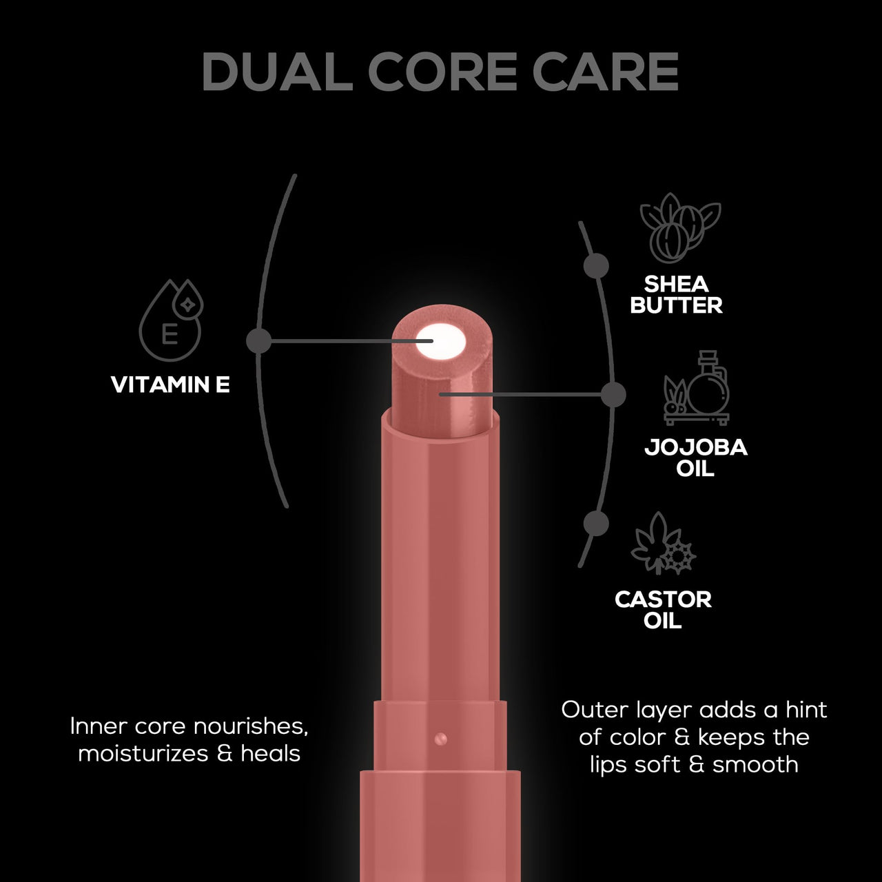 RENEE Lip Fix 3 in 1 Tinted Lip Balm 02 Nutmeg 1.6 Gm, Heals Lightens & Nourishes | Dual Core Care Enriched with Vitamin E, Shea Butter & Jojoba Oil for Dry & Chapped Dry Lips