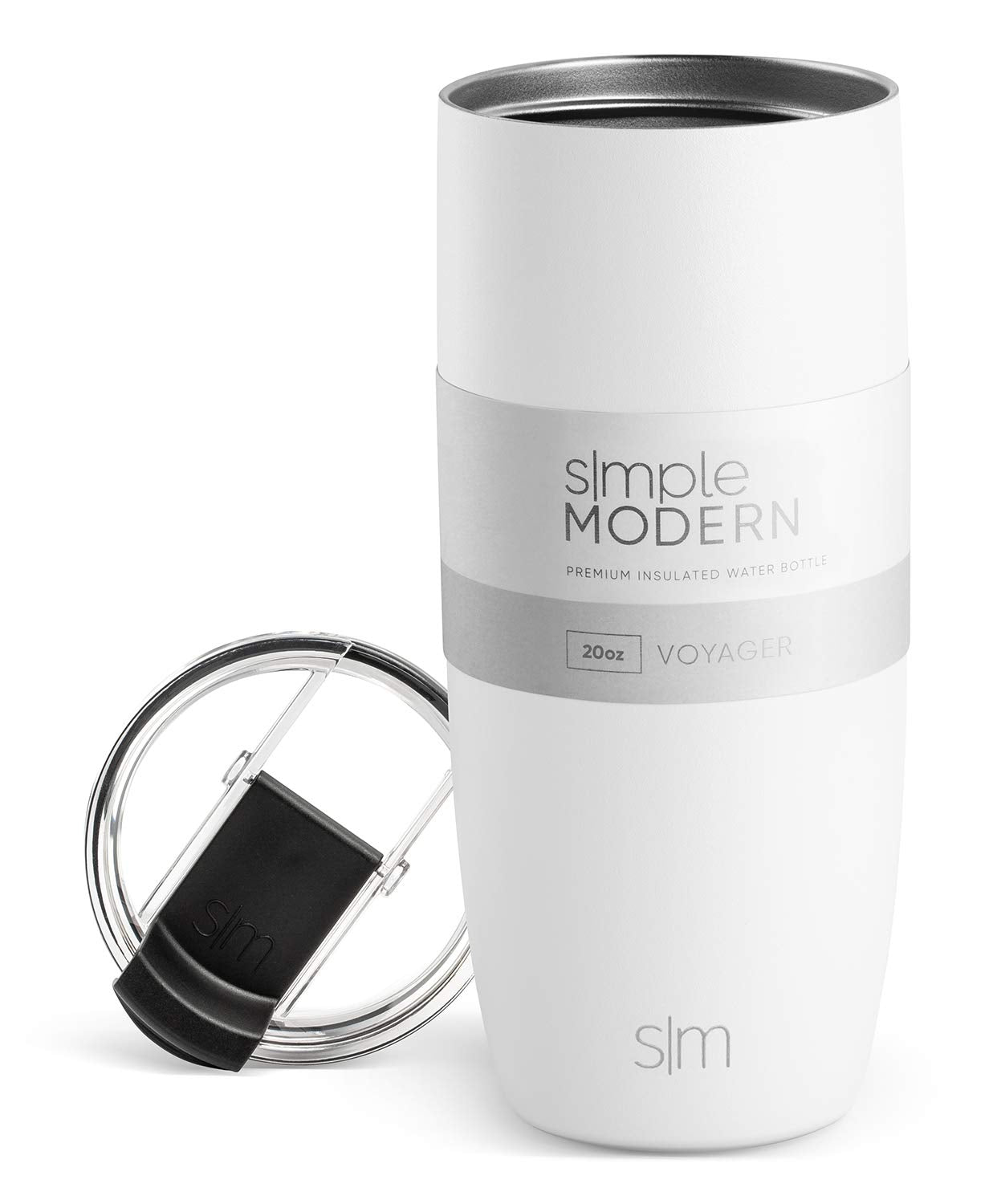 Simple Modern Travel Coffee Mug Tumbler with Flip Lid | Reusable Insulated Stainless Steel Cold Brew Iced Coffee Cup Thermos | Gifts for Women Men Him Her | Voyager Collection | 20oz | Winter White -Winter White