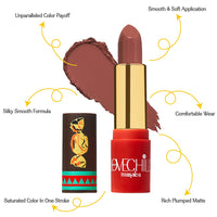 LoveChild Masaba - Caramel - Luxe Matte Lipstick, Moisturising, Long lasting, Finish, Bullet Matte Pink Nude Lipstick, 4ML