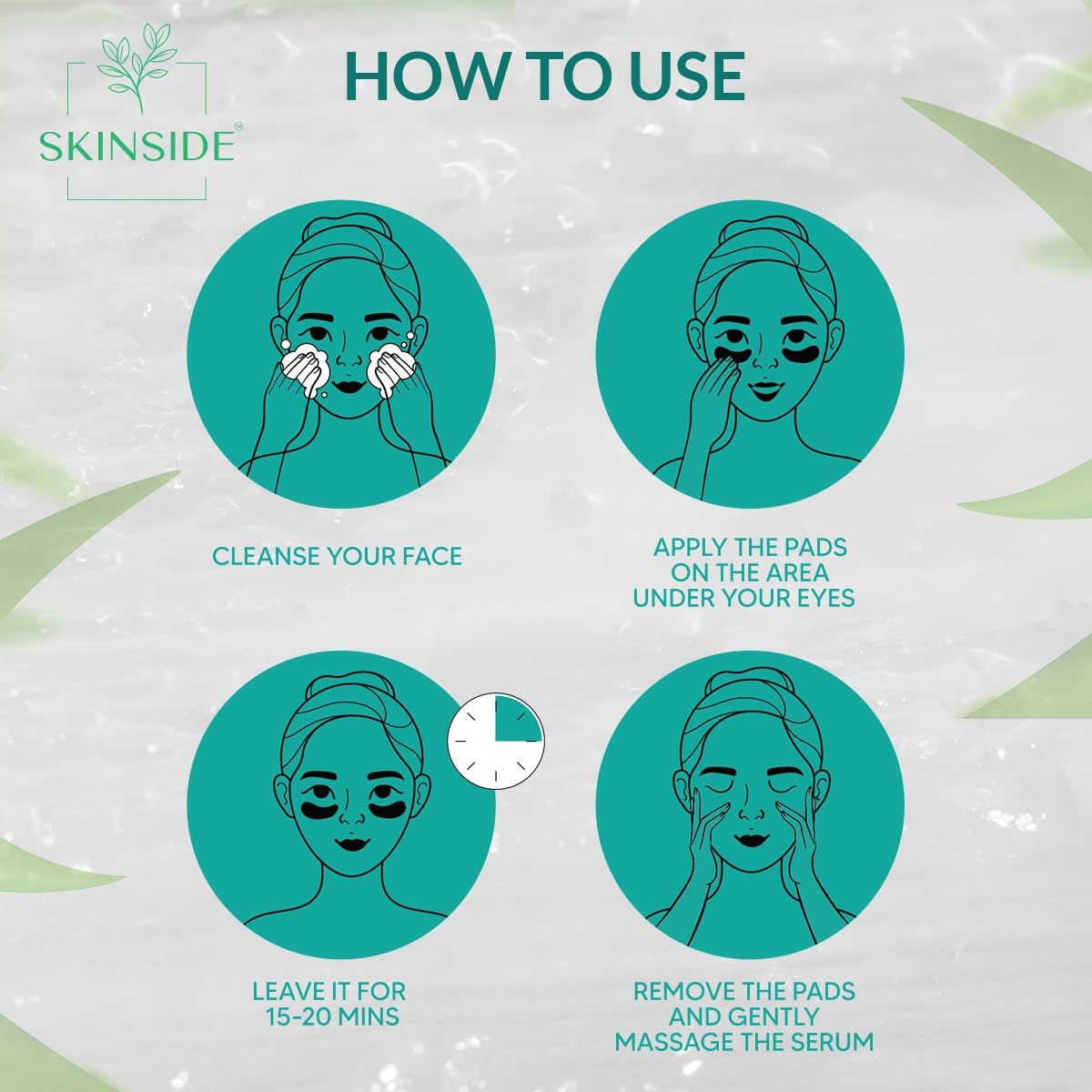 Skinside Under Eye Hydrogel Patches for Dark Circles With Caffeine, Niacinamide & Hyaluronic Acid Serum for Wrinkles & Puffy Eyes by Deep Hydration (28)