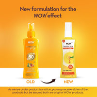 WOW Skin Science Sunscreen Spray | For All Skin Types| SPF 50 PA++++ | Brightens Skin | With Aloe Vera & Vitamin C| Lightweight | Quick Absorbing | UVA & UVB Protection | 100mL
