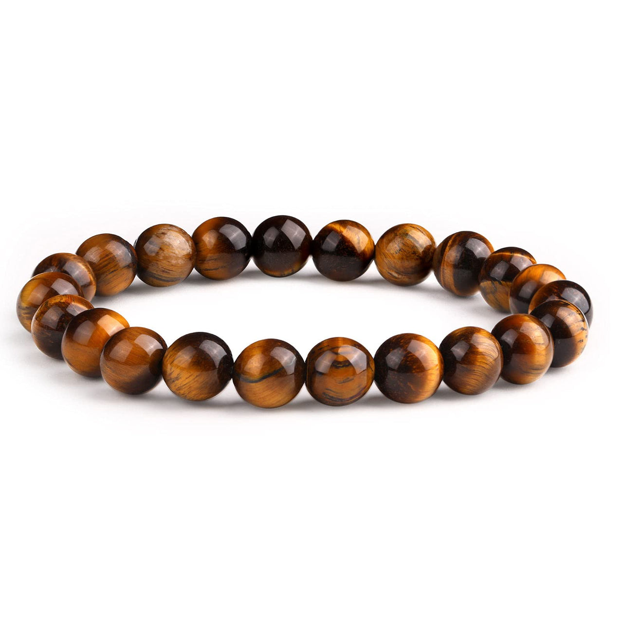 Crystal Vibe 8mm Tiger Eye Bracelet - Elastic Adjustable Crystal Bracelet for Spiritual Healing, Positive Energy – Beaded Bracelet for men women