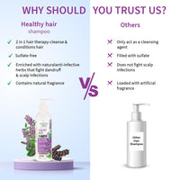 Ayouthveda Healthy Hair Shampoo 200ml With Bhringraj and Shikakai | Best Hair Shampoo for Women | Control Hair Breakage & Dandruff | Herbal Conditioner & Cleansers (Pack Of 5; 200ml each)