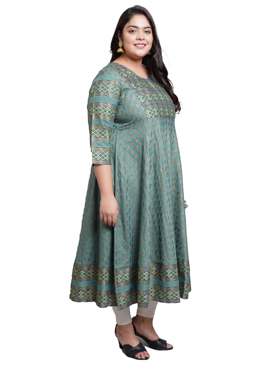 Yash Gallery Women's  Plus Size Plus Size Rayon Floral Printed Anarkali Kurta for Women