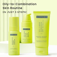 Hyphen Daily Face Care Regime for Combination & Oily Skin | 3 Step Facial Kit Routine with Face Serum, Face Cream & Sunscreen SPF 50 To Control Excess Oil & Improve Skin Barrier | Value Pack of 3