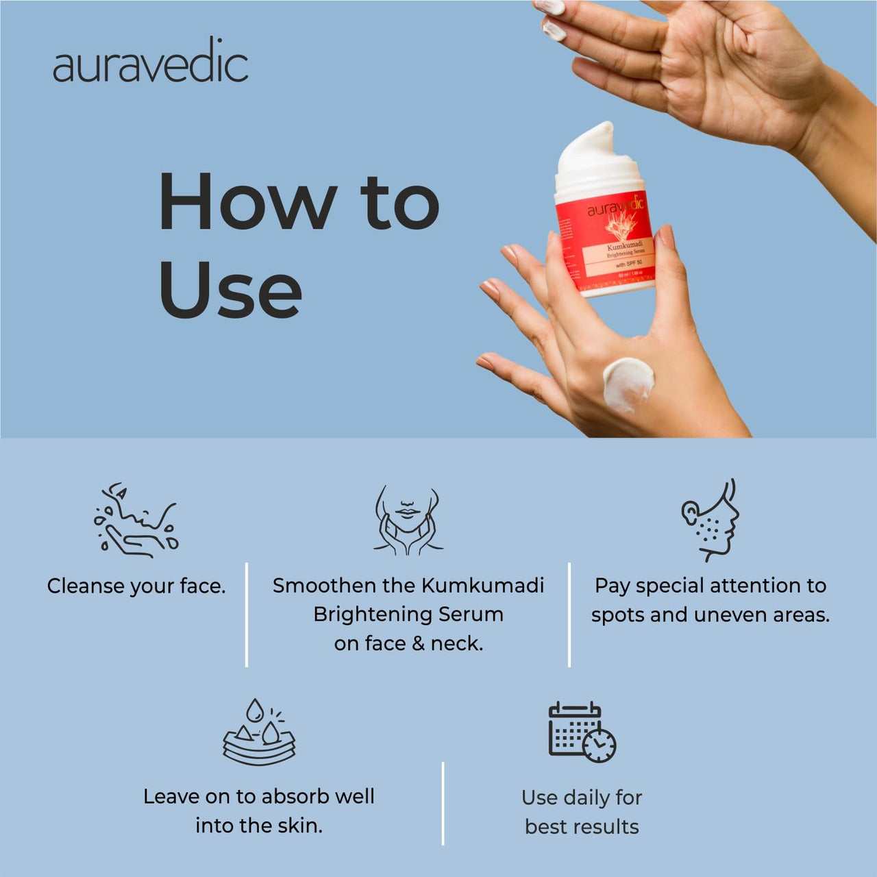 Auravedic Kumkumadi serum Sunscreen SPF 50 for oily skin,dry and combination skin Kumkumadi tailam face serum for glowing skin Brightening Serum for pigmentation and dark spot with kumkumadi oil