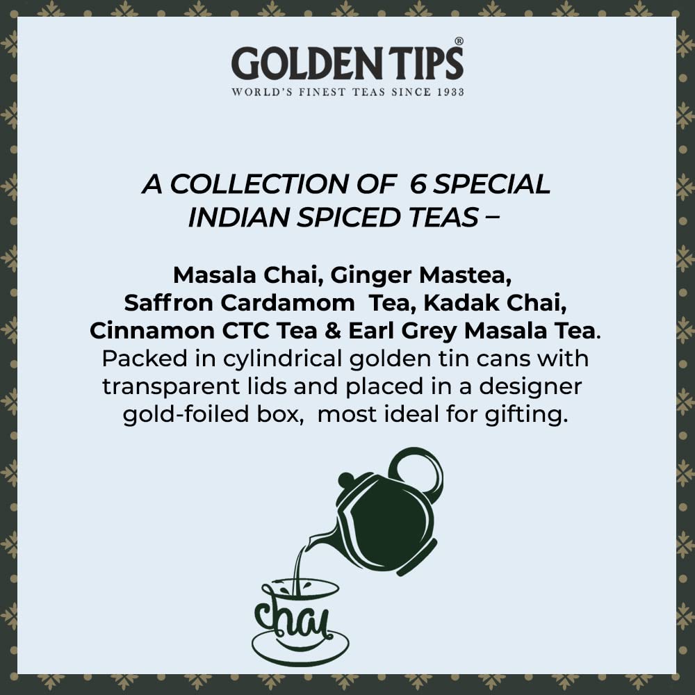 Golden Tips Spiced Tea Gift Set – Masala Chai, Ginger Mastea & Kadak Chai | 3-in-1 Loose Leaf Chai Collection Ideal for Birthdays, Corporate Gifts & Festive Gifting