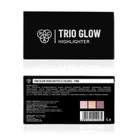 PAC Trio Glow Highlighter X3 (Pink) | Powder Highlighter Palette for Face Makeup with Semi-Matte Natural Metallic Finish | 3 Lightweight Shimmer Glow Shades | Full Coverage for All Skin Type | 4g