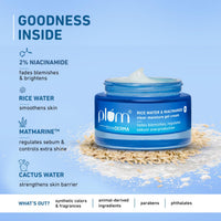 Plum 2% Niacinamide & Rice Water Superlight Gel Cream Moisturizer for Face | Oil-Free Hydration | Brightens, Fades Blemishes | Dermat-Tested | All Skin Types | Women & Men | 100% Vegan | 50 g