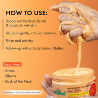 mCaffeine Glow Boost Grapefruit Body Scrub | Tan Removal | AHA- Lactic & Glycolic Acid, Niacinamide | Vitamin C Rich Grapefruit for Glowing, Soft & Smooth Skin | Remove Dry, Dead Skin | Fruity Grapferuit Aroma - 175g