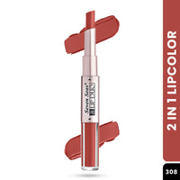 Seven Seas Lip Duo 2 In 1 Lipstick Matte Finish 2-in-1 Duo Liquid Lipstick with Matte Finish and Moisturizing Gloss (Monza1, 7ML)