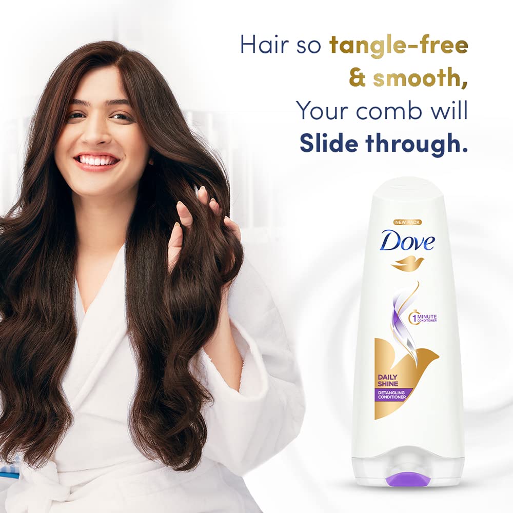 Dove Daily Shine Hair Conditioner with Nutritive Serum for Smooth & Shiny Hair, 335 ml (Pack of 2)