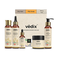 Vedix Ayurvedic Hair growth Kit | 5 product Kit | for Dry Hair, Dry Scalp, Wavy Hair | Vedix Hair Oil, Shampoo, Serum, Mask, Conditioner Set