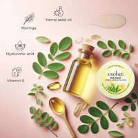 moha: Body Yogurt with Vitamin E, Hemp Seed oil, Moringa & Hyaluronic Acid provides instant Hydration I Lightweight & fast-absorbing formula – 250gm