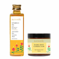 Auravedic Vitamin C Oil Face Serum Spot removal cream Skin pigmentation cream 100 ml 100G Vitamin E Avocado Oil Grapeseed oil Almond Oil Hyaluronic acid for Moisturised Skin. Face Body Oil. Men Women.
