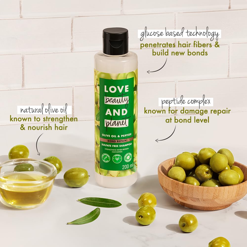 Love Beauty & Planet Olive Oil & Peptide Bond Repair Shampoo | No Sulfates, No Paraben 400ml