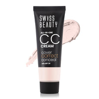 Swiss Beauty All-In-One Lightweight CC Cream with SPF 30 | Cover, Correct and Conceal | For Natural, Medium coverage | Shade- 01 Light Ivory, 25g |