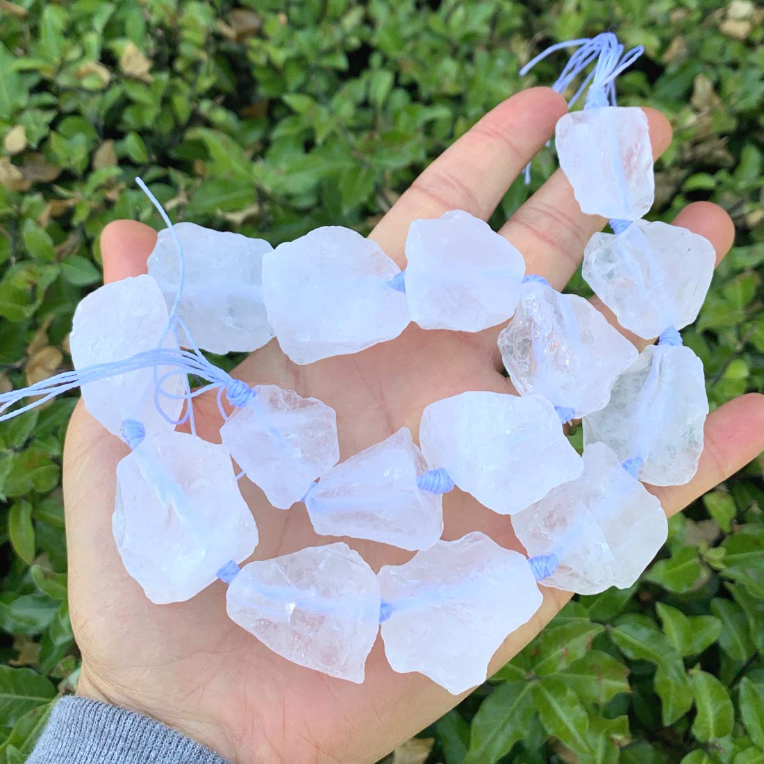 2 Strands Adabele Natural Raw Clear Crystal White Quartz Nugget Rough Gems Stone (30 Inch Total) Chakras Healing Gemstone Loose Beads GA-C1 White Quartz/Clear Crystal 2